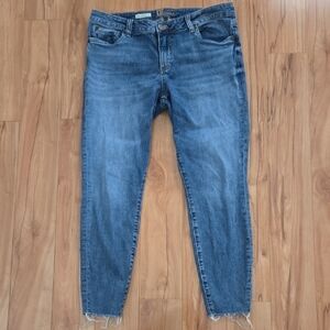 Kut From The Kloth Carlo Mid Rise Ankle Skinny Raw Hem Jeans Size 14